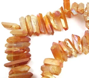 Cristal de titanio crudo natural, palos de cristal naranja, hebra de piedra colgante de pico - Imagen 1 de 4