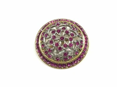 BOTTONE GIOIELLO ORO ARGENTO & FUXIA CM 4 - Immagine 1 di 2