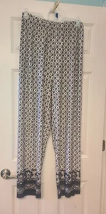 Denim 24/7 Womans Plus SizeWide Leg Pants 2x 26/28 Black,gray,& White Print - Picture 1 of 7
