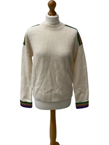 Boden Knit Jumper Rainbow Trim Cotton Blend Size S 1 RVB001 - Picture 1 of 8