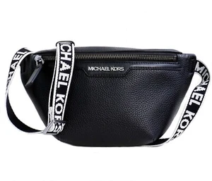 Michael Kors Borsa Bauchtasche Cooper Mini Belt Bag In Pelle Nera Nuova - Foto 1 di 11