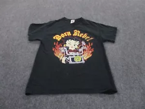 Vintage Betty Boop Shirt Adult L Black Y2K Graphic Biker Born Rebel Cycle Mens - Picture 1 of 15