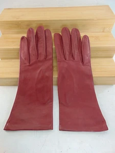 Saks Five Ave burgunderfarbene weiche Leder-Fahrerhandschuhe Größe 7 hergestellt in Italien 245,00 $ - Bild 1 von 4