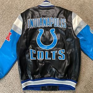 Vintage Indianapolis Colts Leather Jacket Large L Embroidered NFL Varsity Jacket