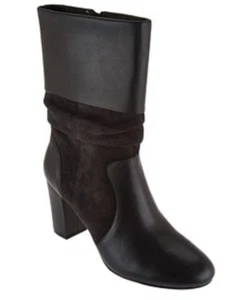 Botas holgadas C. Wonder de cuero y gamuza media pantorrilla - Amanda GRIS TORMENTA Talla. 6M nuevo en caja - Imagen 1 de 5