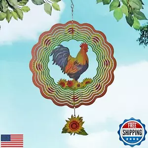 VividLadybug Rooster Wind Spinner,Metal Wind Spinners for Outdoor,3D Double S - Picture 1 of 5