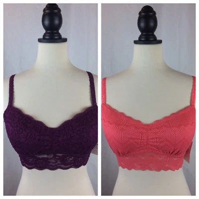 Lote de 2 Bralette Talla M TAN AUTÉNTICO AMERICAN Heritage Ciruela Coral Encaje Nuevo con Etiquetas $48 Foto 1 de 4
