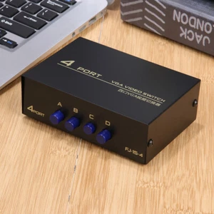 4 Port VGA Splitter Box 1 in 4 Out 130MHz Bandwidth Switcher Box for Monitor PC - Afbeelding 1 van 4