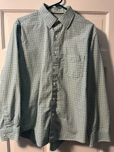 Tasso Elba Cotton Button Men Shirt L 16- 16 1/2 Long Sleeve Green - Picture 1 of 7