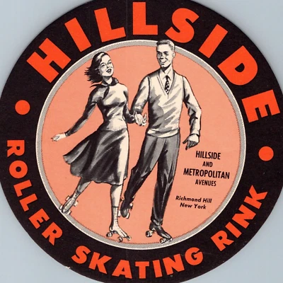 1950s Hillside Roller Skating Rink Label Sticker Richmond Hill Queens New York 1 - Image 1 of 3