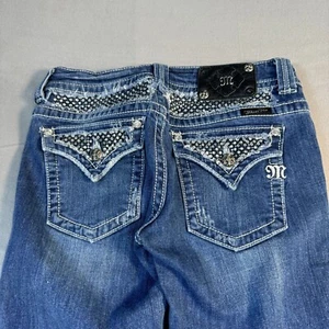 MISS ME Jeans WOMEN'S 29 Boot Cut EMBELLISHED FLAP POCKETS 29X30 Distressed - Picture 1 of 24