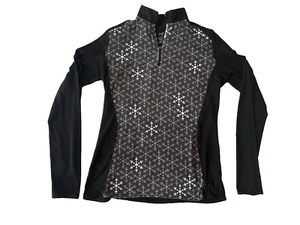 Hot Chillys Damen 1/4 Zip Base Layer schwarz weiß Schneeflocken XL schonend gebraucht - Bild 1 von 7
