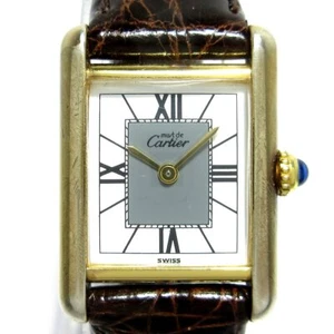 Auth Cartier Must de Cartier Tank Vermeil - White 61299 5057001 Dark Brown - Bild 1 von 12