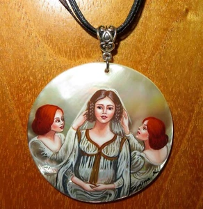 THE BRIDE Pendant Florence Small English Artist reproduction hand painted SHELL - Picture 1 of 11