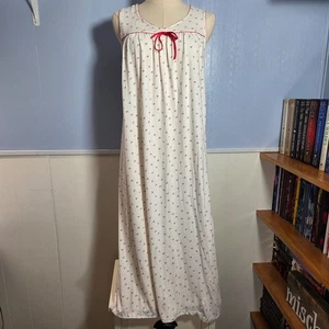 Camisón largo de verano sin mangas con estampado de cereza rojo blanco mediano JC Penny - Imagen 1 de 9