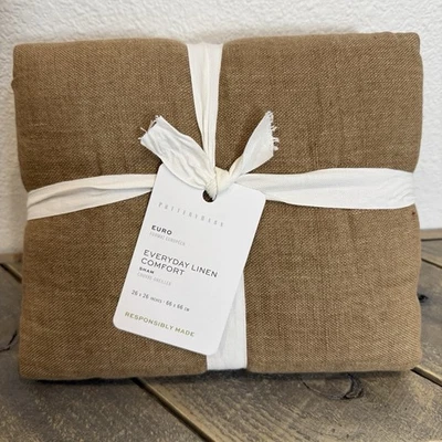 POTTERY BARN EVERYDAY LINEN COMFORT QUILTED PILLOW SHAM, EURO ~ BRONZE - Image 1 of 4