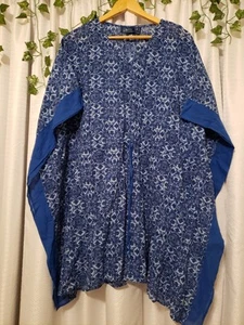 D & Co Women’s Sz Large Cottage Core Mom Beach Blue Tunic - Picture 1 of 5