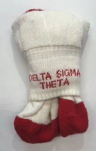 Vintage Delta Sigma Theta Sorority Socks – Red & White Crew Style – 2 Pairs - Picture 1 of 6