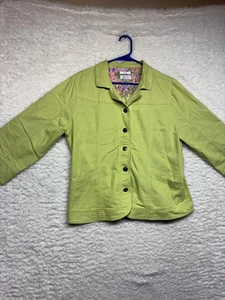 Christopher & Banks Jacke Damen XL grün Stretch Blumen gefüttert Knopfleiste - Bild 1 von 24