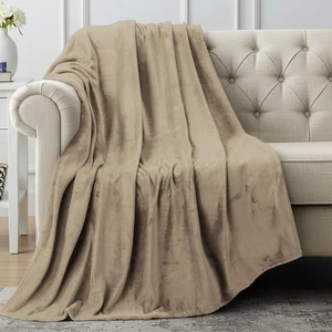 Fleece Blanket Throw Size Camel 300GSM Luxury Anti-Static Fuzzy Soft Microfib... - Picture 1 of 8
