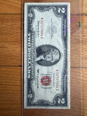 Rare 1963 Series $2 Red Seal Low Serial Number Federal Reserve Bill - Image 1 of 3