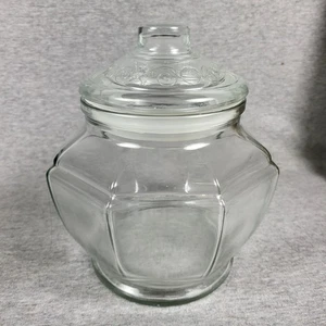 Kig Indonesia Glass Storage Jar Lid Clear Canister 8" Tall Kitchen Apothecary - Picture 1 of 7