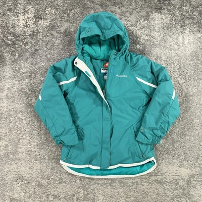 Columbia Chaqueta Niños Medio Verde azulado Omni-Calor Con Capucha Crecimiento Nieve Esquí Abrigo Invierno Foto 1 de 4