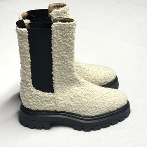 Botas Chelsea Stuart Weitzman Bedford para mujer plataforma 7,5 imitación piel de oveja crema - Imagen 1 de 11
