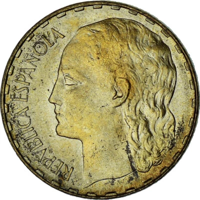 [#348105] Spain, Rubia, Peseta, 1937, AU(50-53), Bronze-Aluminium, KM:755 - Image 1 of 2