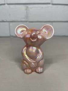 Fenton Glass Iridescent Slag Mouse Figurine NFGS Pink Orange Swirl HTF Colour - Bild 1 von 7