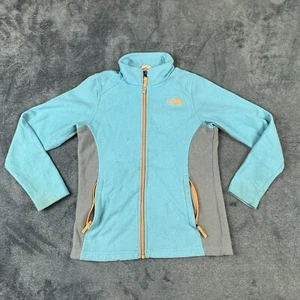 The North Face Girls Jacket Fleece Teal Gray Outdoors Hiking Size Medium - Picture 1 of 12