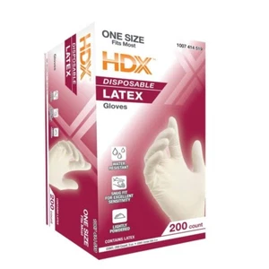 Guantes de limpieza de látex desechables blancos HDX (200 quilates talla única para la mayoría) - Imagen 1 de 1