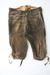 Lederhose Hirschleder grau 80er Vintrage edel speckig Kniebund Stickerei Gr.50 - Bild 1 von 9