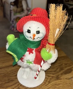 2011 Annalee Snowman Christmas Holiday Doll 9" w/ Coat Scarf and Broom - Picture 1 of 5