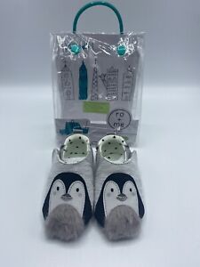 Robeez Penguin Baby Shoes RO + ME Size 6-12 Months Gray Slip On Shoe New
