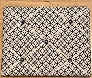 French Bulletin Board Photo Board Cream w/ Navy Blue Circles Print 8 x 10 inches - Picture 1 of 3