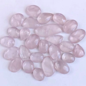 26 Stck. 665 Karat Natürlicher Rosenquarz Lose Cabochon Edelstein Menge 42x18 20x15mm #1253 - Bild 1 von 5