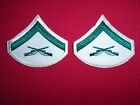 Pair Of Us Marine Lance Corporal Rank E-3 Green-On-White Small Chevrons