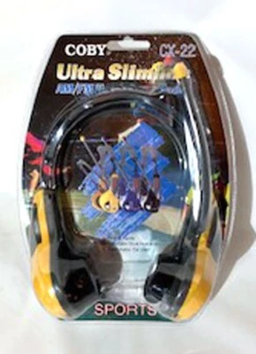 COBY YELLOW CX-22 ULTRA SLIMLINE AM/FM HEADHONE RADIO SPORTS NIP - Image 1 of 4