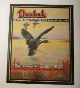 Duxbak Hunter Clothing Sign (F2L) Orig Paper Back (JSF6) Outdoor Cloths Ducks - Picture 1 of 9