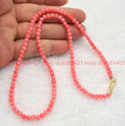 4mm Natural Pink Coral Round Gemstone Beads Necklace 16-28" 