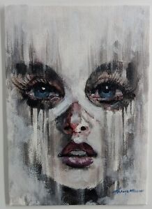 Original Painting Abstract Ghost Girl by Thayer OOAK Canvas 