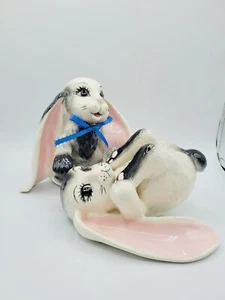 Vintage Kitsch Hase Kaninchen Figuren lange Schlappohren große Augen süßes Dekor 6"" - Bild 1 von 12