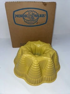 Vintage 1980er Nordic Ware gelb geriffelt Kegel Bundt Fiesta Party Kuchenform USA - Bild 1 von 6