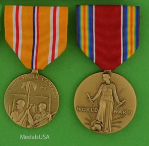 Asiatic Pacific Campaign and World War Two Victory Medal - full size - USA Made - Picture 1 of 3