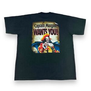 Vintage 90er Jahre Captain Morgan Rum Einzelstich T-Shirt schwarz XL Made in USA