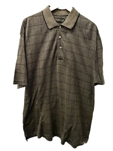 Donald J Trump Signature Collection Brown Plaid Golf Polo Shirt Mens M - Picture 1 of 14