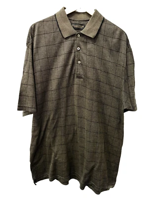 Donald J Trump Signature Collection Brown Plaid Golf Polo Shirt Mens M - Image 1 of 4