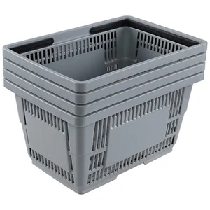 Idotry 4-Pack Shopping Basket w/ Handle 28 L Plastic Grocery Basket Supermarket - Picture 1 of 11