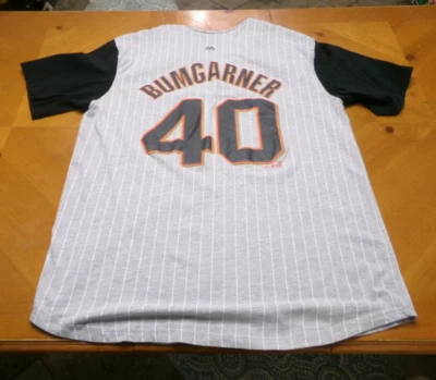 RARA CAMISETA/CAMISETA A RAYAS DE LOS GIGANTES DE SAN FRANCISCO MADISON BUMGARNER XLT Foto 1 de 4